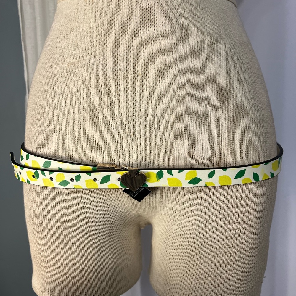 Kate Spade New York Belt Large Reversible Lemon Print Fresh/White Leather nwt